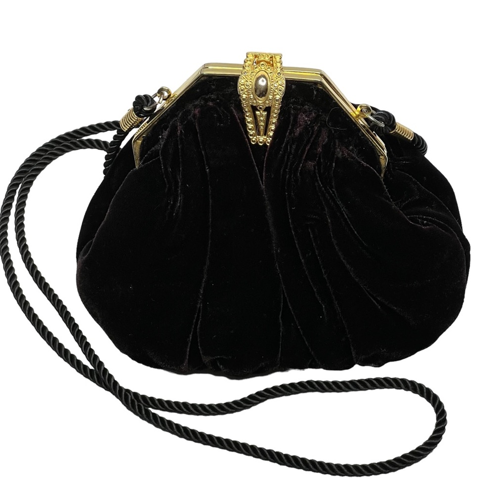 Walborg Black Velvet Mini Bag with Gold Accents